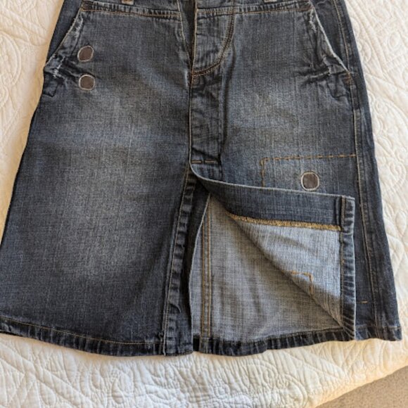 Denim skirt w Leather details- Made in Italy Size Small - Picture 16 of 16